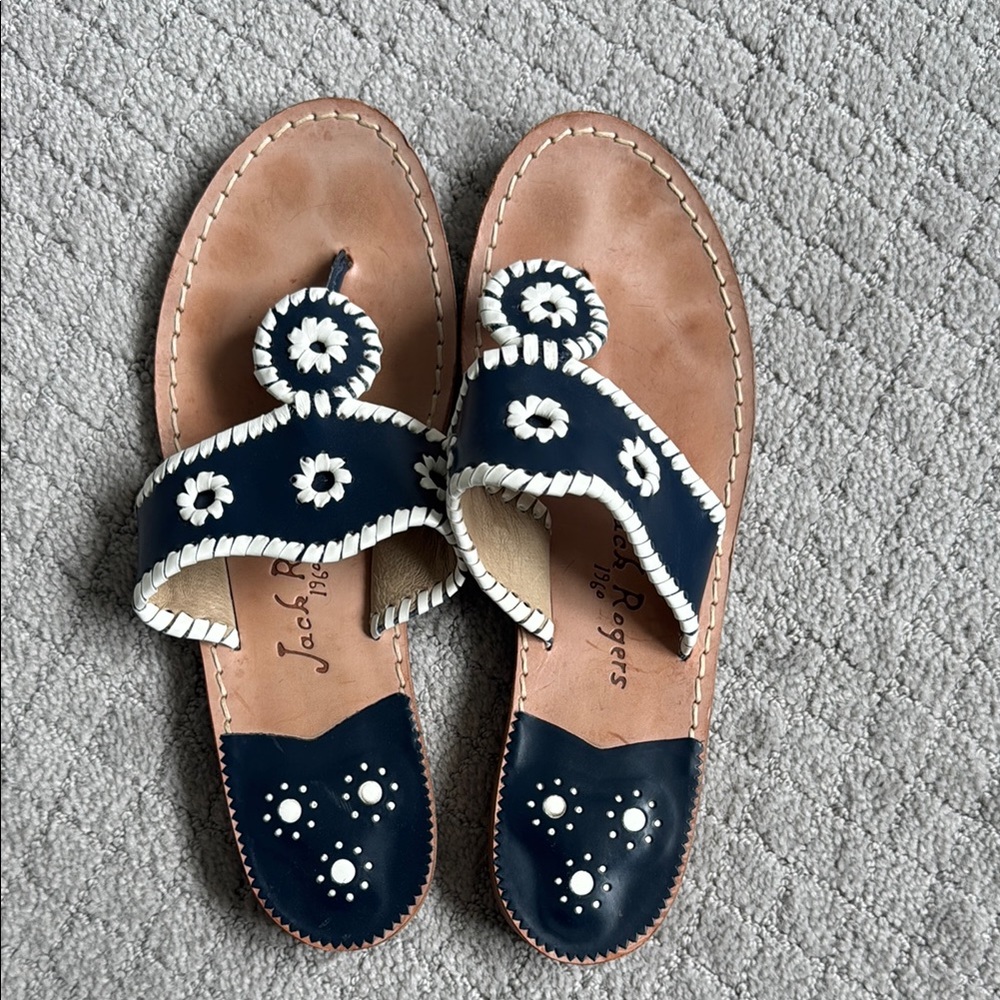 Jack Rogers Blue and White Sandals with Soft Sole